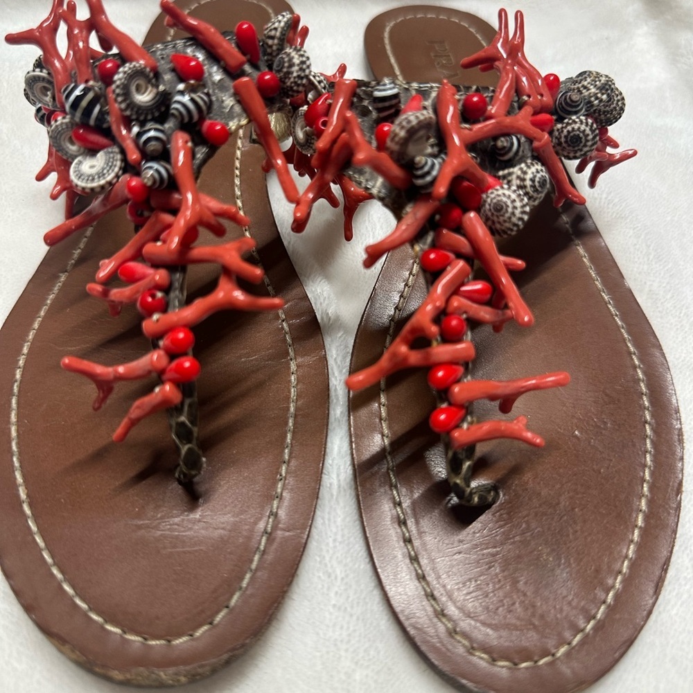 Prada Python coral sandals - Picture 2 of 4